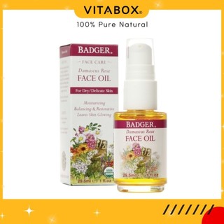 Badger - Dầu dưỡng hoa hồng hữu cơ chống lão hóa - Damascus Rose Face Oil - 29.5ml