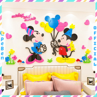 Tranh mica EPeBen dán tường nổi 3d hình Cặp đôi Mickey Minnie decor trang trí Phòng ngủ cho bé, Lớp Mẫu giáo, Mầm non