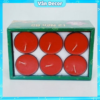 Nến bơ không khói 12 ly cốc trang trí thắp hương ngày lễ tết không mùi không khói sạch cháy đốt 7 tiếng an toàn sức khoẻ