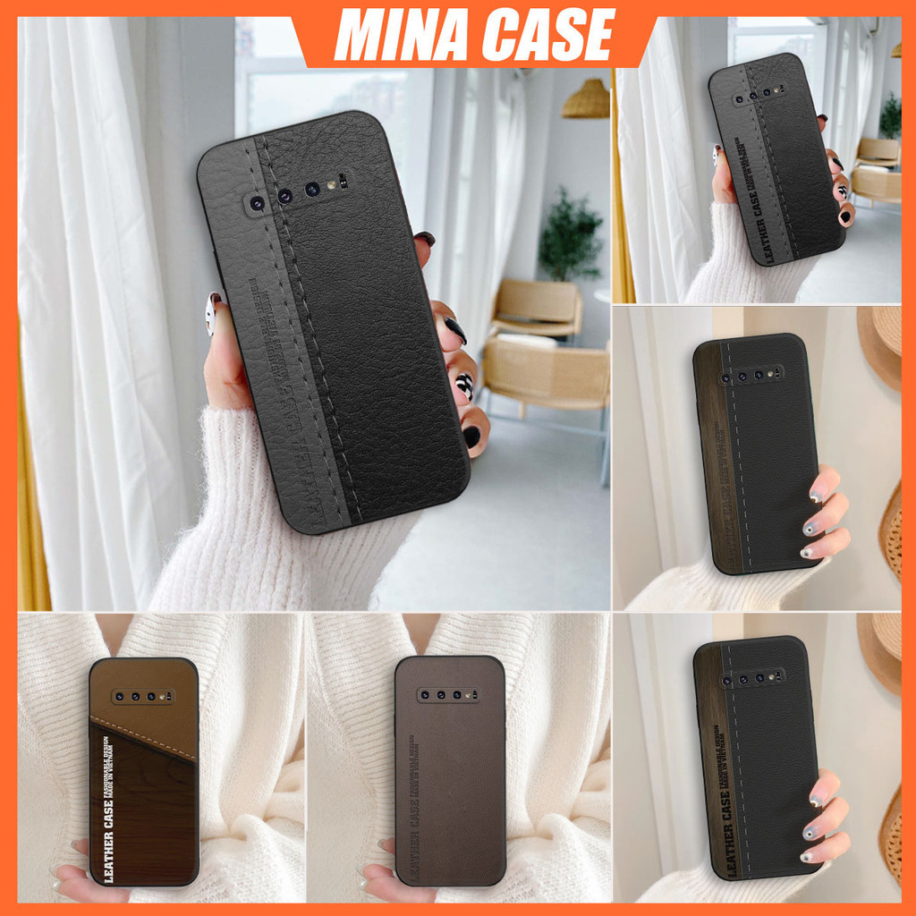 Ốp lưng Samsung S10 / S10 5G / S10 Plus / S10+ in hình họa tiết da vải, mạnh mẽ ,leather case
