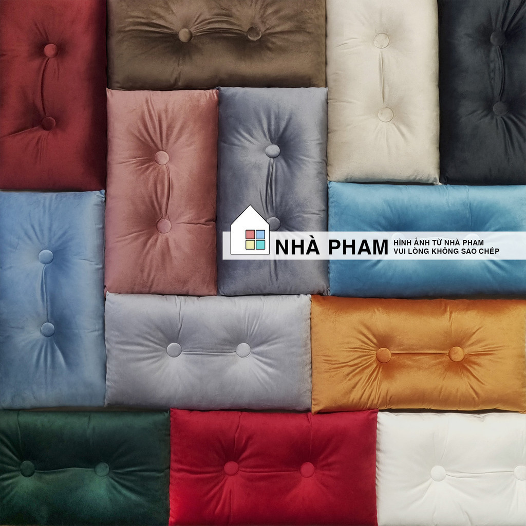 GỐI SOFA VẢI NHUNG ĐÍNH NÚT , DÀI VÀ VUÔNG , NHIỀU MÀU (45X45CM) (30X50CM)