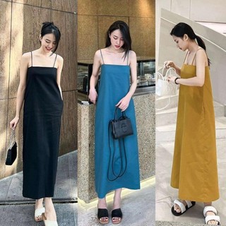 Đầm linen hai dây form suông basic THY DRESS