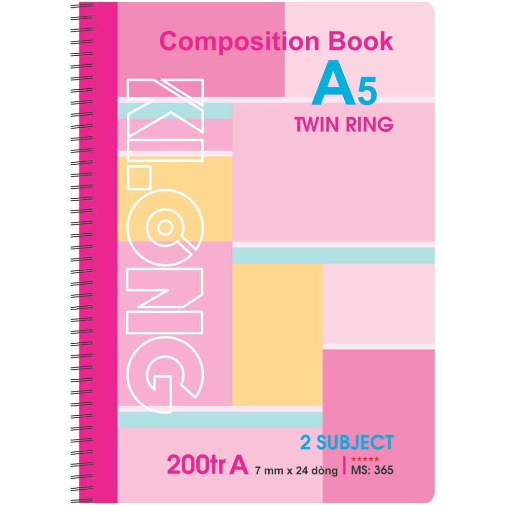 Sổ kẻ ngang lò xo kép bìa nhựa KLONG A5 200 trang 70/92; MS: 365