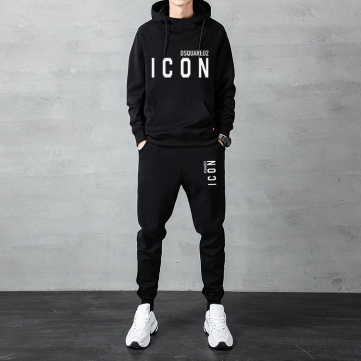 Bộ nỉ nam thể thao icon, set quần áo nam thu đông, áo hoodie  mũ 2 lớp, chất nỉ dầy dặn không xù