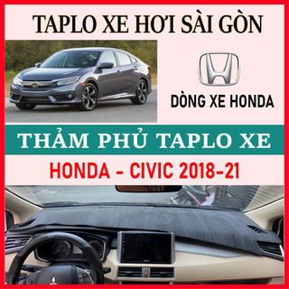 Thảm taplo honda civic 2018 2019 2020 2021, thảm taplo che nắng da carbon, da vân gỗ, nhung cừu cao cấp, chuẩn form