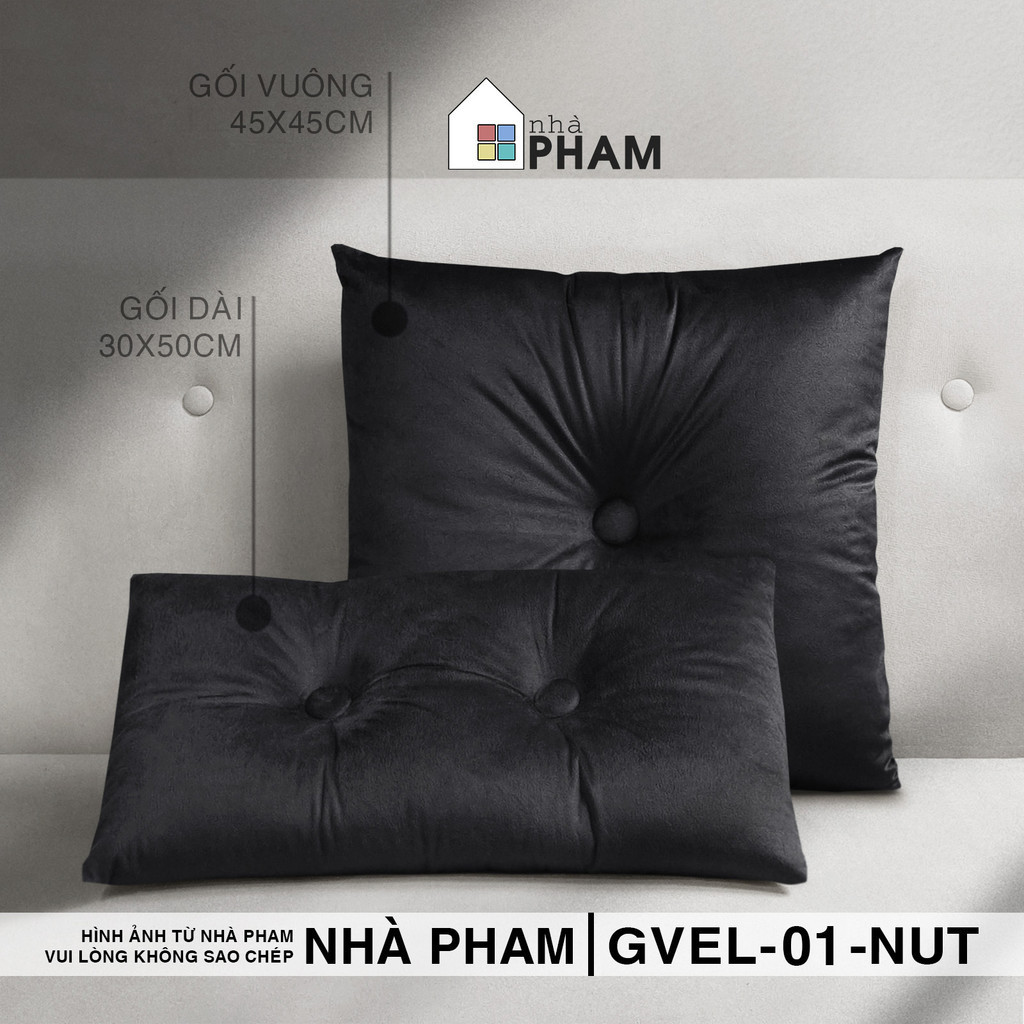 GỐI SOFA VẢI NHUNG ĐÍNH NÚT - HÌNH 01