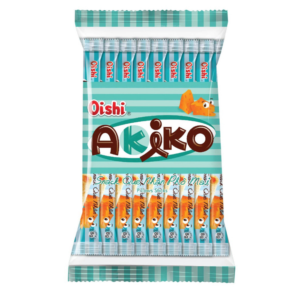DohaMart Combo 10 gói Oishi Snack Que Nhân Phô Mai Akiko (140g/gói)