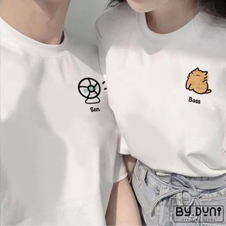 Áo thun cặp đôi BY.DUNI nam nữ form rộng tay lỡ unisex, áo cặp bạn thân vải cotton HU