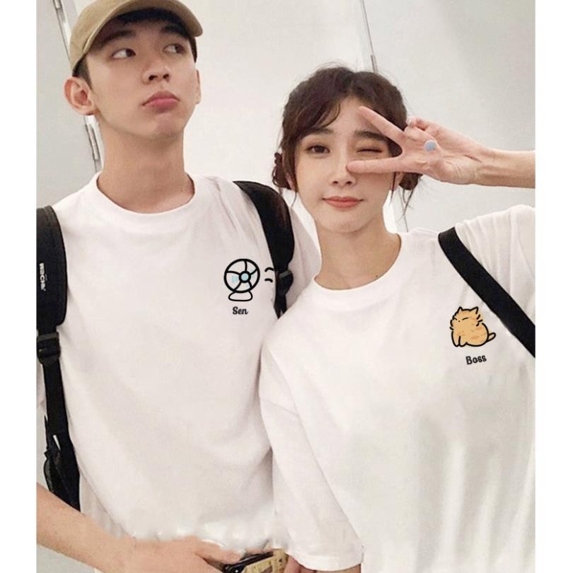 Áo thun cặp đôi BY.DUNI nam nữ form rộng  tay lỡ unisex, áo cặp bạn thân vải cotton UT