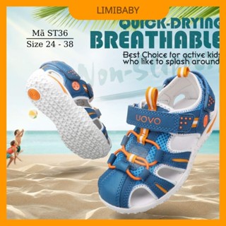 Giày định hình chân cho bé sandal bé trai bít mũi UOVO xanh xuất khẩu Châu Âu dáng thể thao 2 - 12 tuổi LIMIBABY ST36