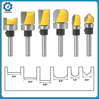 (HshDUti) Set 1 / 6 Mũi Phay Router 6mm Cắt Gỗ