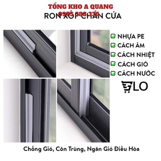 Ron xốp dán che khe cửa sổ chắn gió lùa, chặn đáy chân cửa, cách nhiệt, chống ồn, côn trùng, ron dán chân cửa, dán cửa