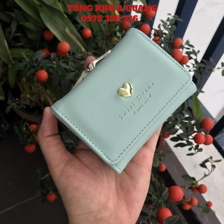 [Hàng Hiệu] Bóp Nữ Nhiều Ngăn Đựng Da Mền- Ví Mini Trái Tim Cầm Tay Gọn Siêu Hot Thời Trang Thanh Lịch Cho Phái Đẹp