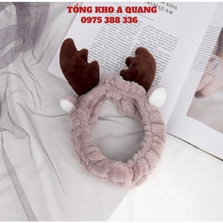 Băng Đô Sừng Hươu 3D Vải Nhung Mềm Mại