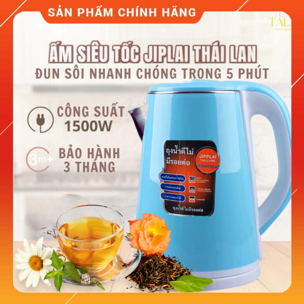 [BunTiShop] Ấm Siêu Tốc JipLai Thái Lan -  Ấm Đun Ruột Inox 304 Cao Cấp - Đun Sôi Nhanh Chóng - Công