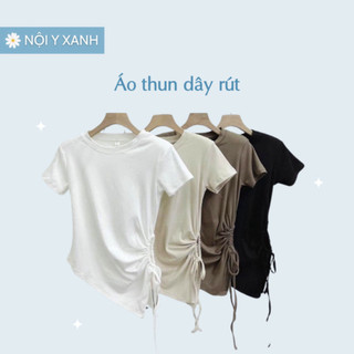 Áo thun khoét bên eo vạt nhọn noiyxanh áo cộc tay rút eo dây