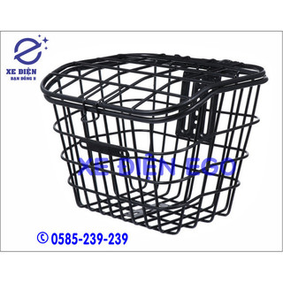 Rổ xe đạp điện - Rổ sắt có nắp đậy cao cấp, sơn tĩnh điện chống rỉ