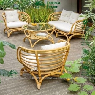 Bộ sofa mây tự nhiên HEALHOMES cao cấp dùng phòng khách ban công sân vườn kèm nệm bảo hành 2 năm
