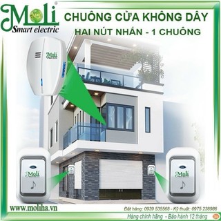 Bộ chuông cửa 2 nút nhấn 1 chuông không dây đa năng