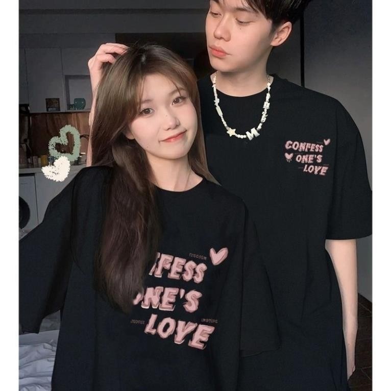 Áo Thun Couple Hình Chữ Basic Form Rộng  Cotton Cổ Tròn In Graphi UT