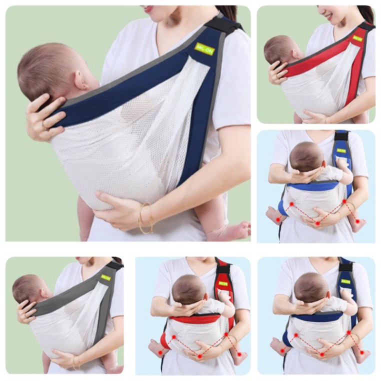 Địu em bé 4 tư thế, địu ngồi địu nằm cho bé sơ sinh 0-24 tháng địu vải lưới