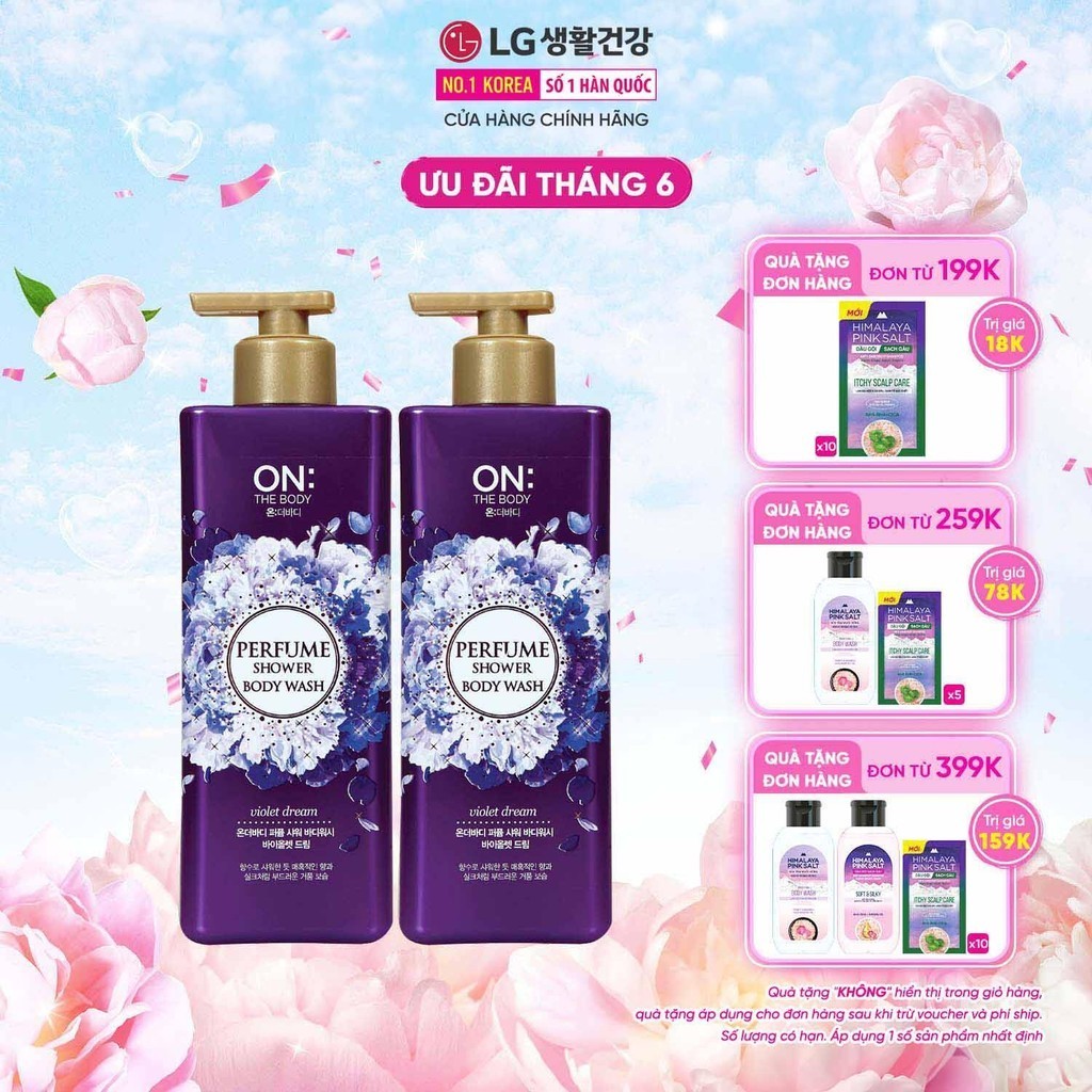Combo 2 Sữa tắm dưỡng ẩm hương nước hoa On: The Body Perfume Violet Dream 500g