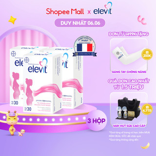 Bộ 3 Hộp Vitamin Bầu Tổng Hợp Elevit Cho Phụ Nữ Trước, Trong và Sau Thai Kỳ (30 Viên/ Hộp)