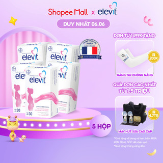 Bộ 5 Hộp Vitamin Bầu Tổng Hợp Elevit Cho Phụ Nữ Trước, Trong và Sau Thai Kỳ (30 Viên/ Hộp)
