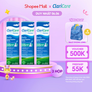 Bộ Chai 3 Dung Dịch Xịt Vệ Sinh Mũi Claricare ( 100 ML / Chai )