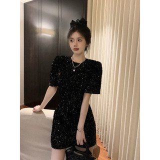 Váy sequin lấp lánh, quảng châu 2 lớp đính kim sa STRAWBERy
