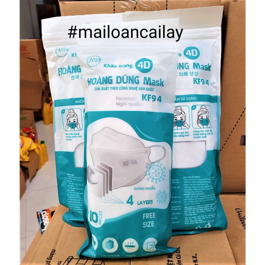 KHẨU TRANG KF94 HOÀNG DŨNG MASK MÀU TRẮNG