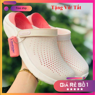  Dép Cross Literide 🎁 FREESHIP + TẶNG VỚ 🎁 giày sục sandal quai ngang bít đầu nam nữ kèm tag Mac hồng 