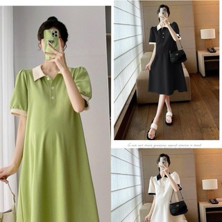 Váy bầu công sở kiểu dáng poli thanh lịch