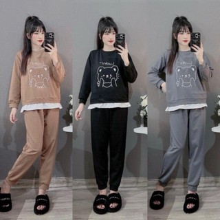 🍀 tkutrang 🍀 bộ bầu nỉ - trước và sau sinh - hoa tiết lucky