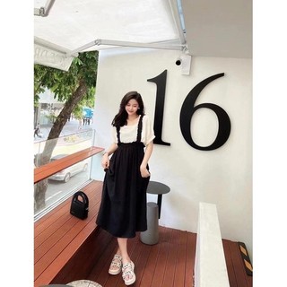 Đầm bầu 2 chi tiết yếm chun đẹp hit hot mùa hè - váy bầu yếm xinh cộc tay trẻ trung dáng maxi