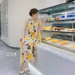 váy bầu, đầm bầu thiết kế hoa lụa siêu mát
