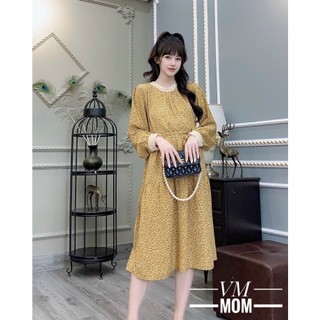 Váy bầu thiết kế hoa nhí lụa