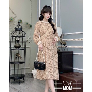 Váy bầu thiết kế hoa nhí lụa