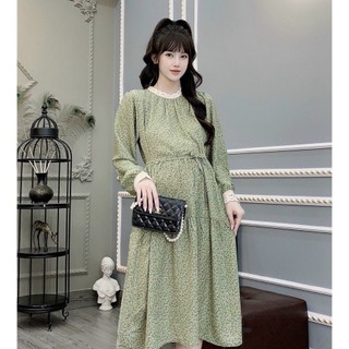 Váy bầu thiết kế hoa nhí lụa