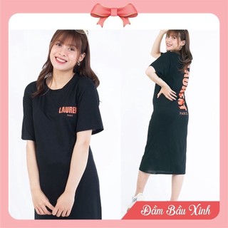 Váy bầu dáng suông in hình from rộng