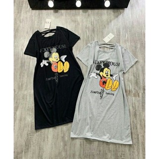 Váy bầu suông có size mickey đan dây lưng form to chất đẹp