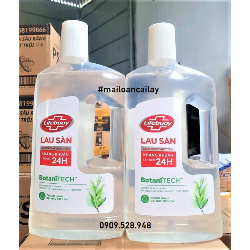 Nước Lau Sàn Lifebuoy BotaniTECH Hương Tràm Trà & Khuynh Diệp Chai 1L