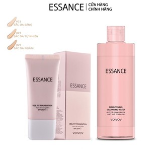 Conbo Kem nền bền màu che khuyết điểm toàn diện Essance Veil Fit Foundation 30ml và Nước tẩy trang sáng da 290ml