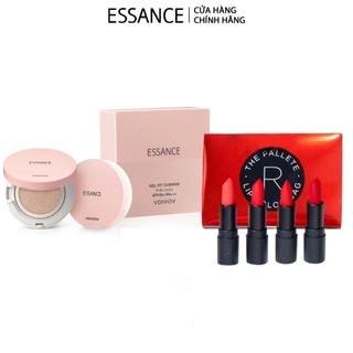Combo Phấn nước mịn lì mờ khuyết điểm Essance Cushion 15g và Bộ 4 màu son lì dưỡng ẩm Semi Matte Lip Color Bag (4x1.3g)