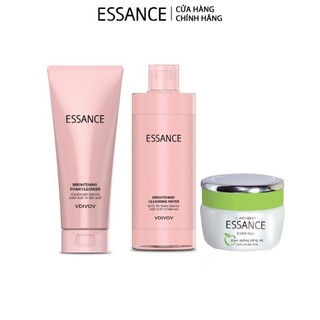 Combo làm sạch và sáng da Sữa rửa mặt, Nước tẩy trang Essance Brightening và Kem dưỡng trắng dành cho da dầu