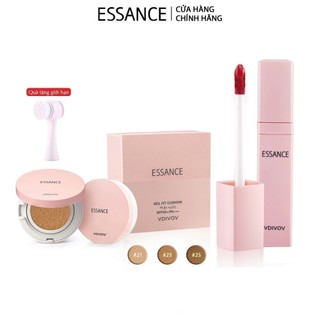 Combo Phấn nước mịn lì mờ khuyết điểm Essance SPF50+ PA+++ 15g và Son kem mịn mượt chuẩn màu Essance Soft Lip Liquid 3g