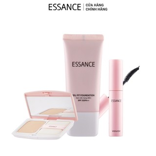 Bộ trang điểm Essance Kem nền bền màu Veil Fit Foudation, Phấn nền siêu mịn lâu trôi, Mascara