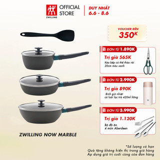 Bộ Chảo Chống Dính Now Marble 4 Món (18Cm, 24Cm, 30Cm Và Xẻng Silicone)