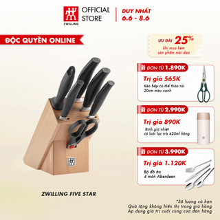 Bộ dao kéo hộp gỗ ZWILLING Five Star bằng thép không gỉ 7 món