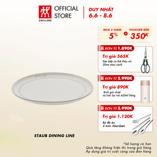 Đĩa sứ STAUB 22cm, màu white truffle